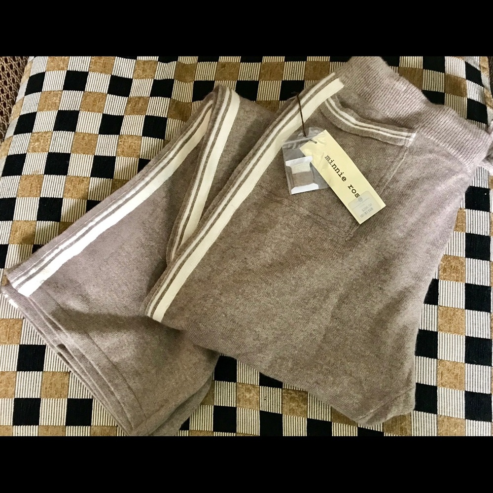 Minnie Rose 100% Cashmere Track Pants w/Racing